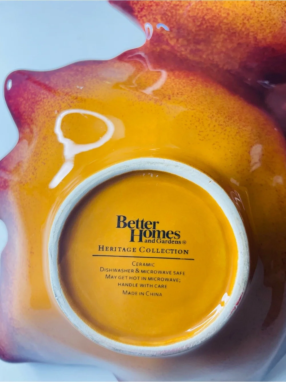 Better Homes And Gardens Glazed Maple Leaf Triple Dish in Yellow and Red